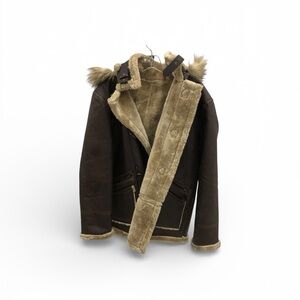 Men's Dark Brown Shearling Bomber Jacket
